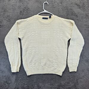 Northern Isles‎ Sweater Womens Large Ivory Textured Crewneck Pullover